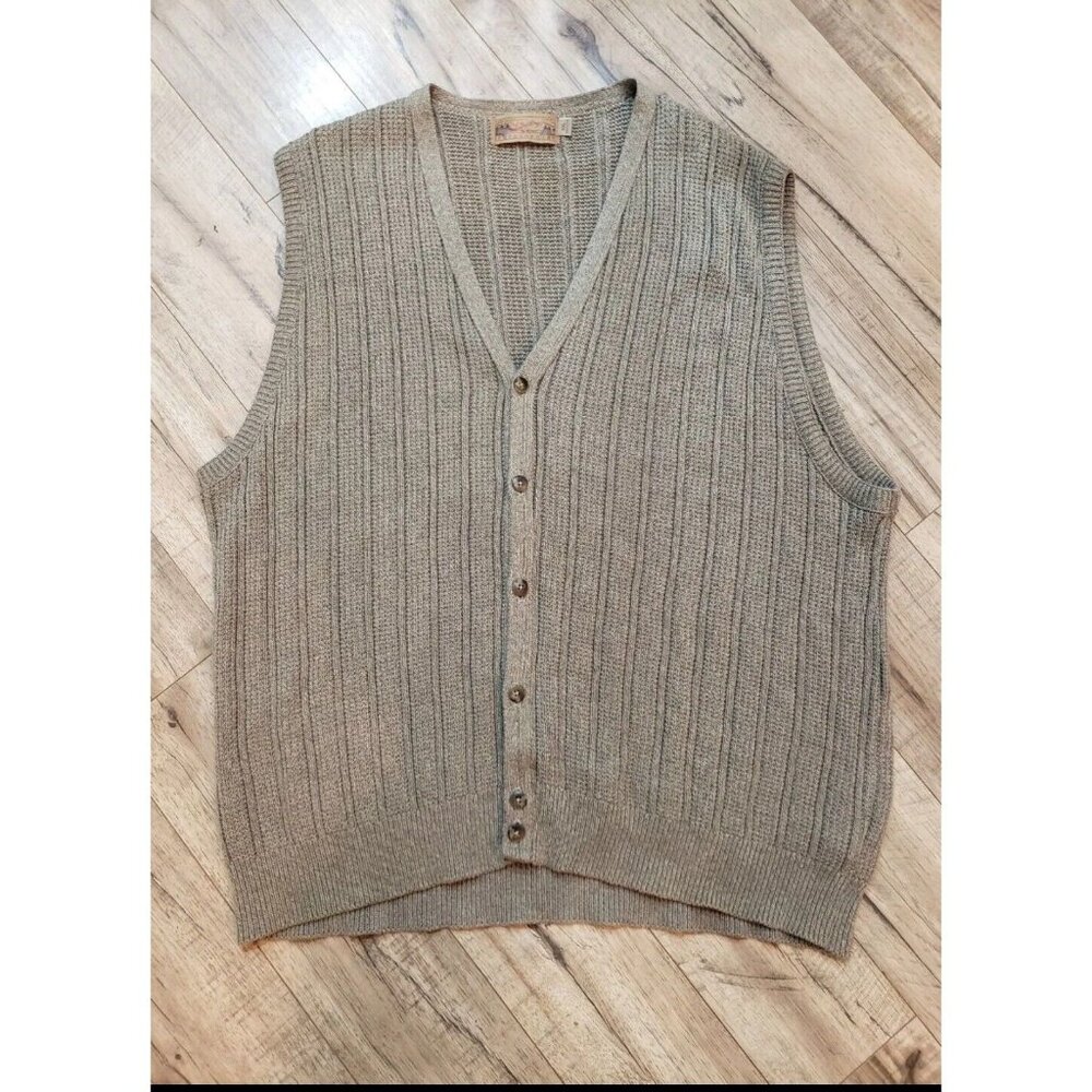 Vintage Shenandoah Vest Adult L Tan Waffle Knit Cotton Mens